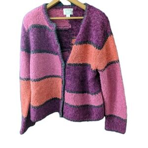 Cozy Warm Pretty! Christopher &‎ Banks Vintage Mohair Blend Cardigan L Pink Prpl